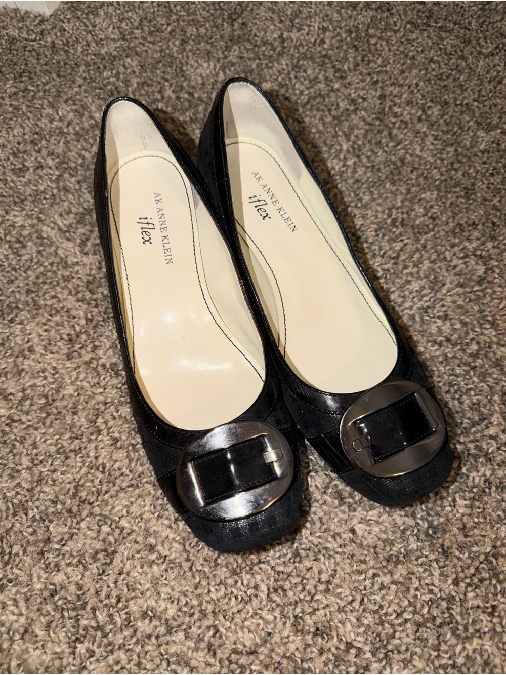 Anne Klein Black Heels with Decorative Buckle